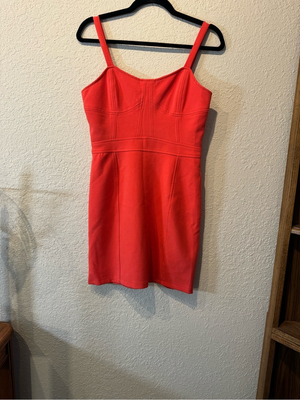 Sparkle & Fade Coral-Red Sleeveless Mini Dress